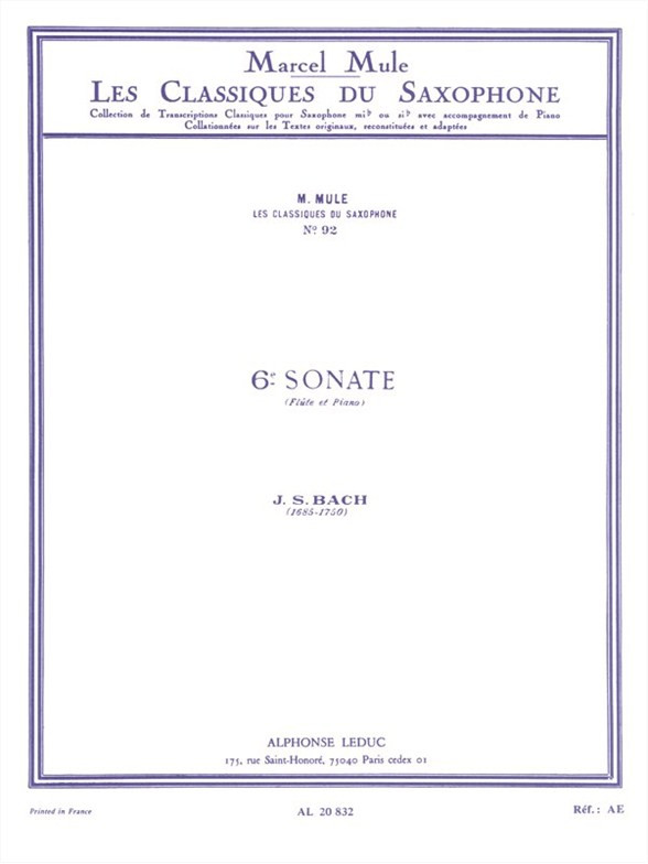 Bach Sonata no 6 for Flute...